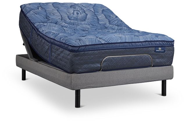 Serta Perfect Sleeper Cobalt Calm Plush Motion Perfect 4 Adjustable Base Set