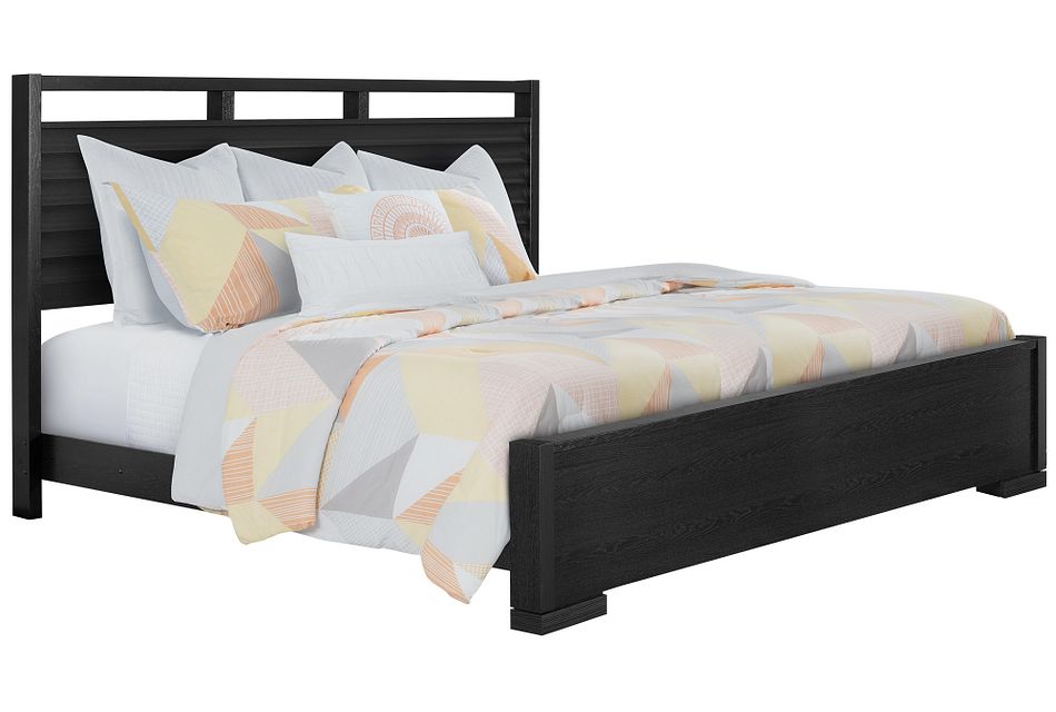 Sutton Dark Tone Wood Slat Panel Bed