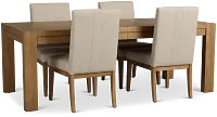 Tahoe Light Tone Rectangular Table & 4 Upholstered Chairs