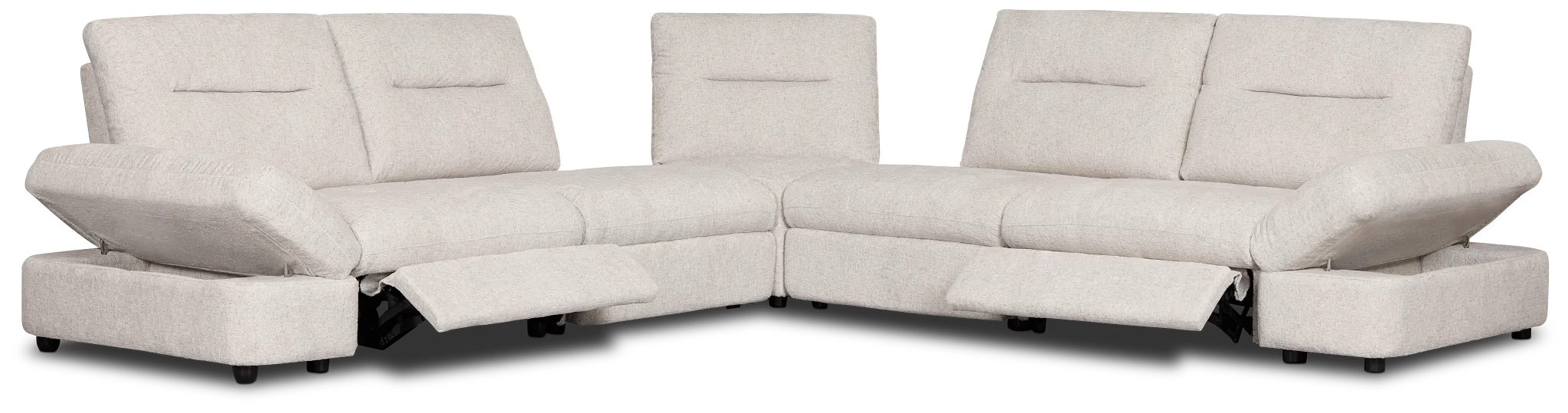 Mila Light Beige Fabric Small Dual Power Reclining Two-arm Sectional