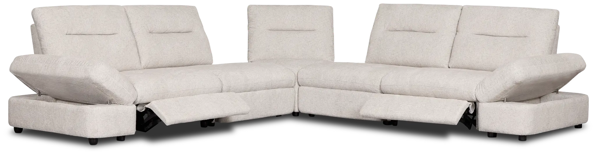Mila Light Beige Fabric Small Dual Power Reclining Two-arm Sectional Mila Light Beige Fabric Small Dual Power Reclining Two-arm Sectional