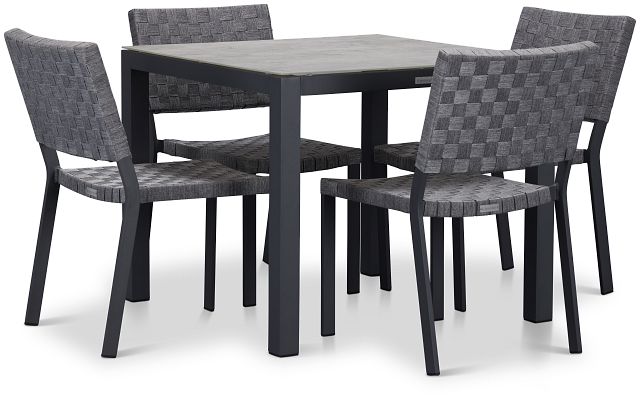 Barbados Light Gray Aluminum Square Table & 4 Chairs