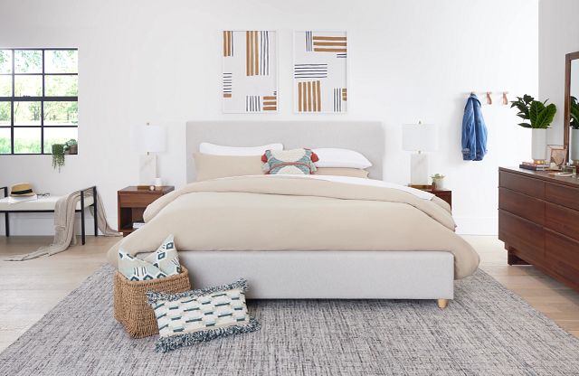Chelsea Light Beige Uph Platform Bed