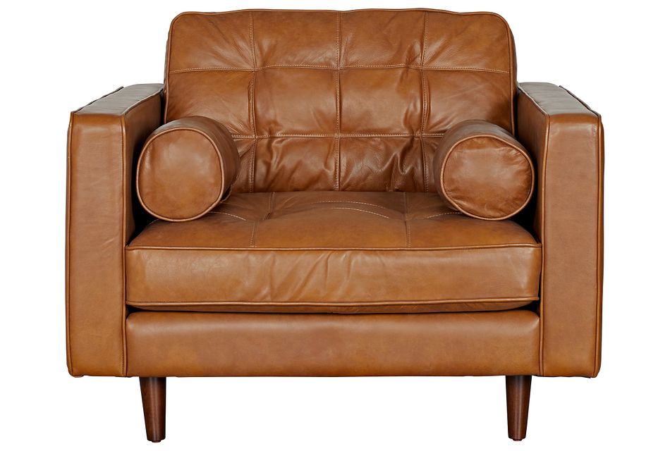 Encino Medium Brown Leather Chair, (1)