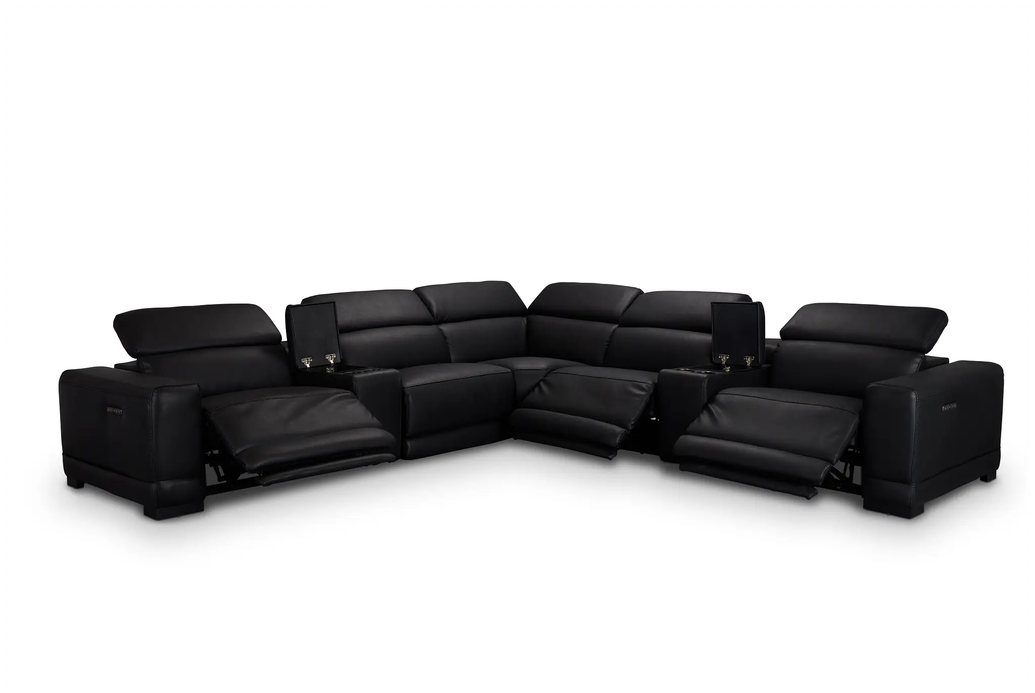 Lombardy Black Micro Large Triple Power Reclining Two-arm Sectional Lombardy Black Micro Large Triple Power Reclining Two-arm Sectional