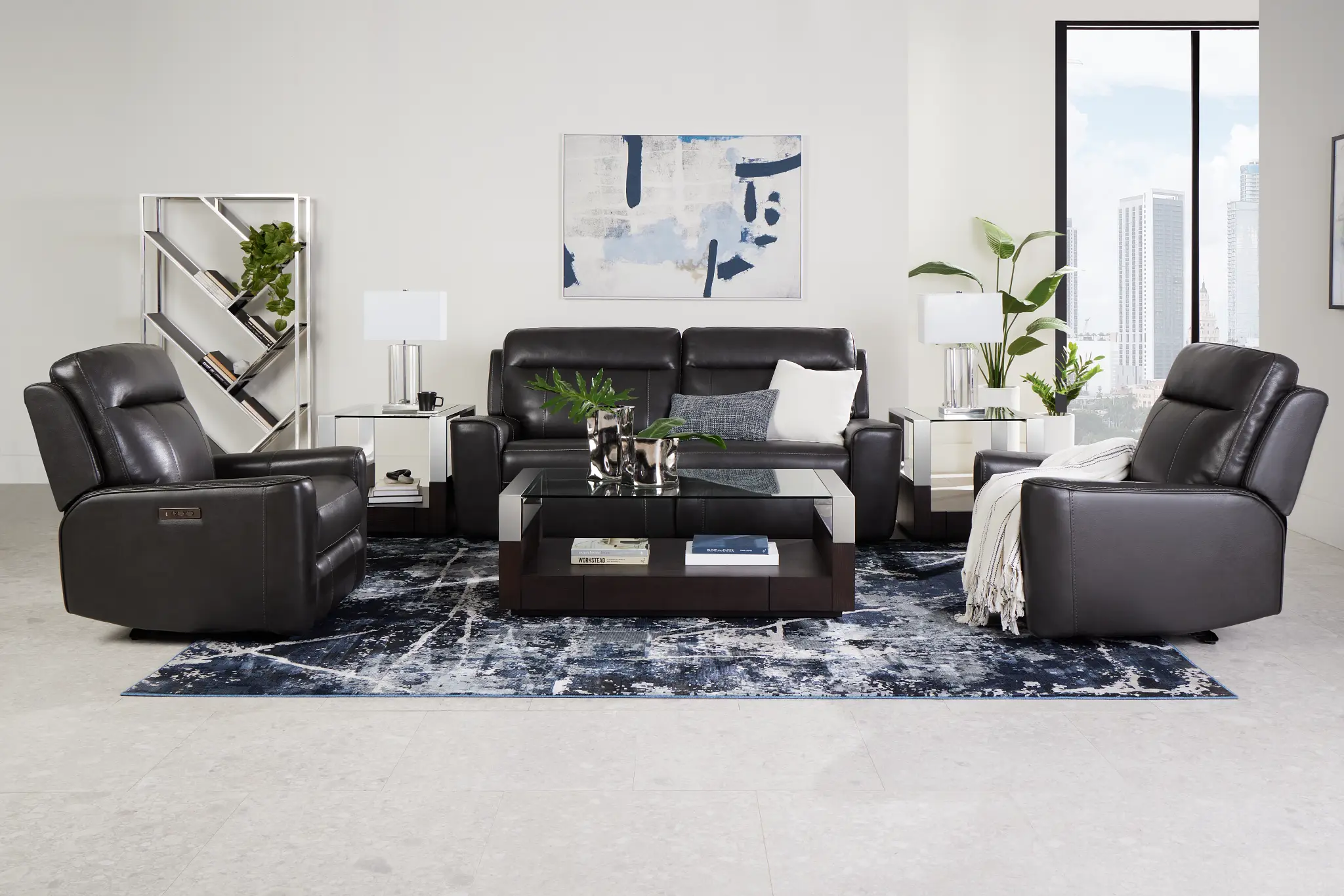Benji Dark Gray Lthr/vinyl Power Reclining Sofa Benji Dark Gray Lthr/vinyl Power Reclining Sofa