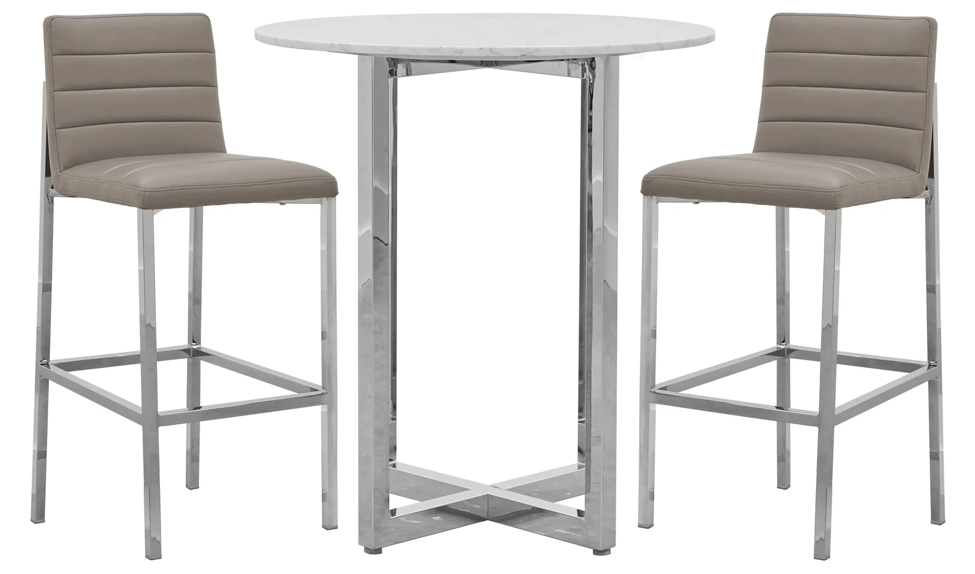 Amalfi Taupe Marble Pub Table & 2 Upholstered Barstools