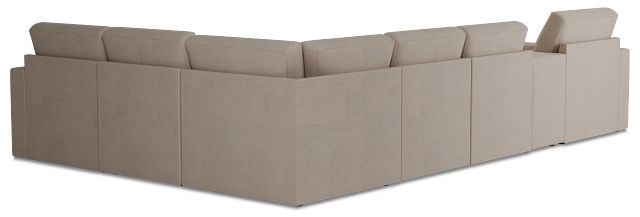 Citymod Beige Fabric Large Left Chaise Sectional With Media Console