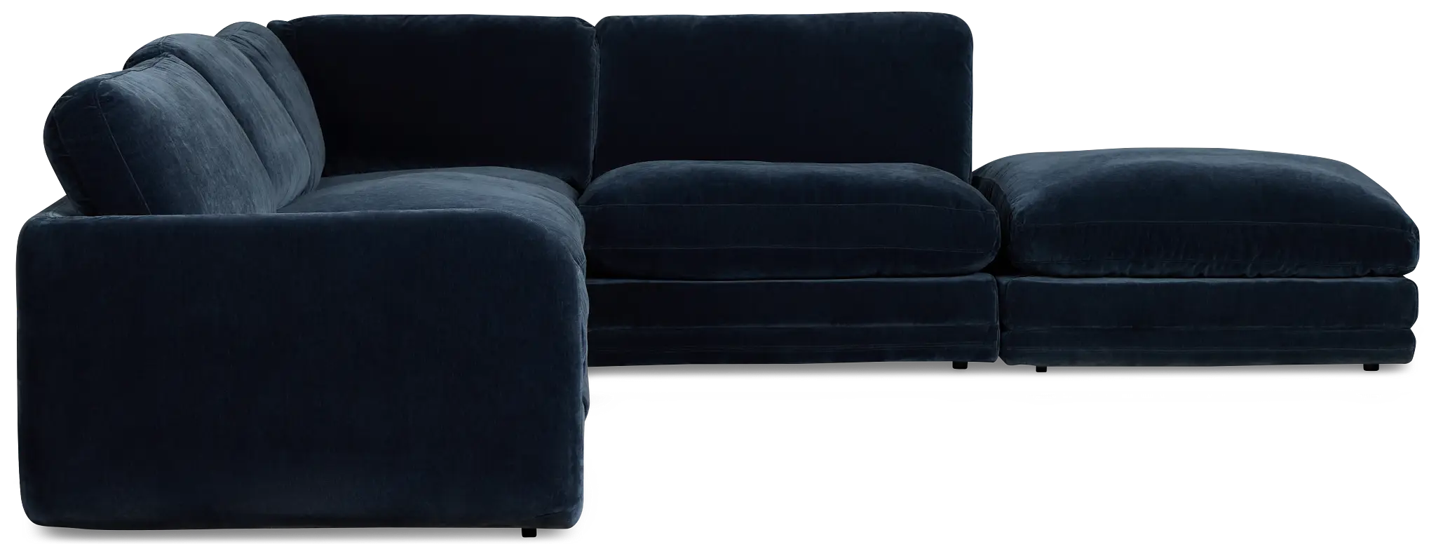 Jules Dark Blue Velvet 5-piece Right Facing Bumper Sectional Jules Dark Blue Velvet 5-piece Right Facing Bumper Sectional