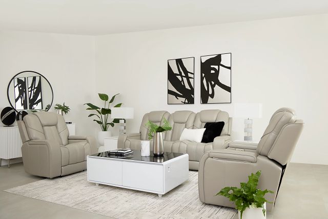 Eclipse Light Gray Lthr/vinyl Power Recliner