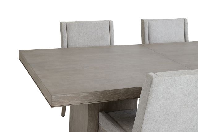 Linea Light Tone Rect Table & 4 Upholstered Chairs (7)