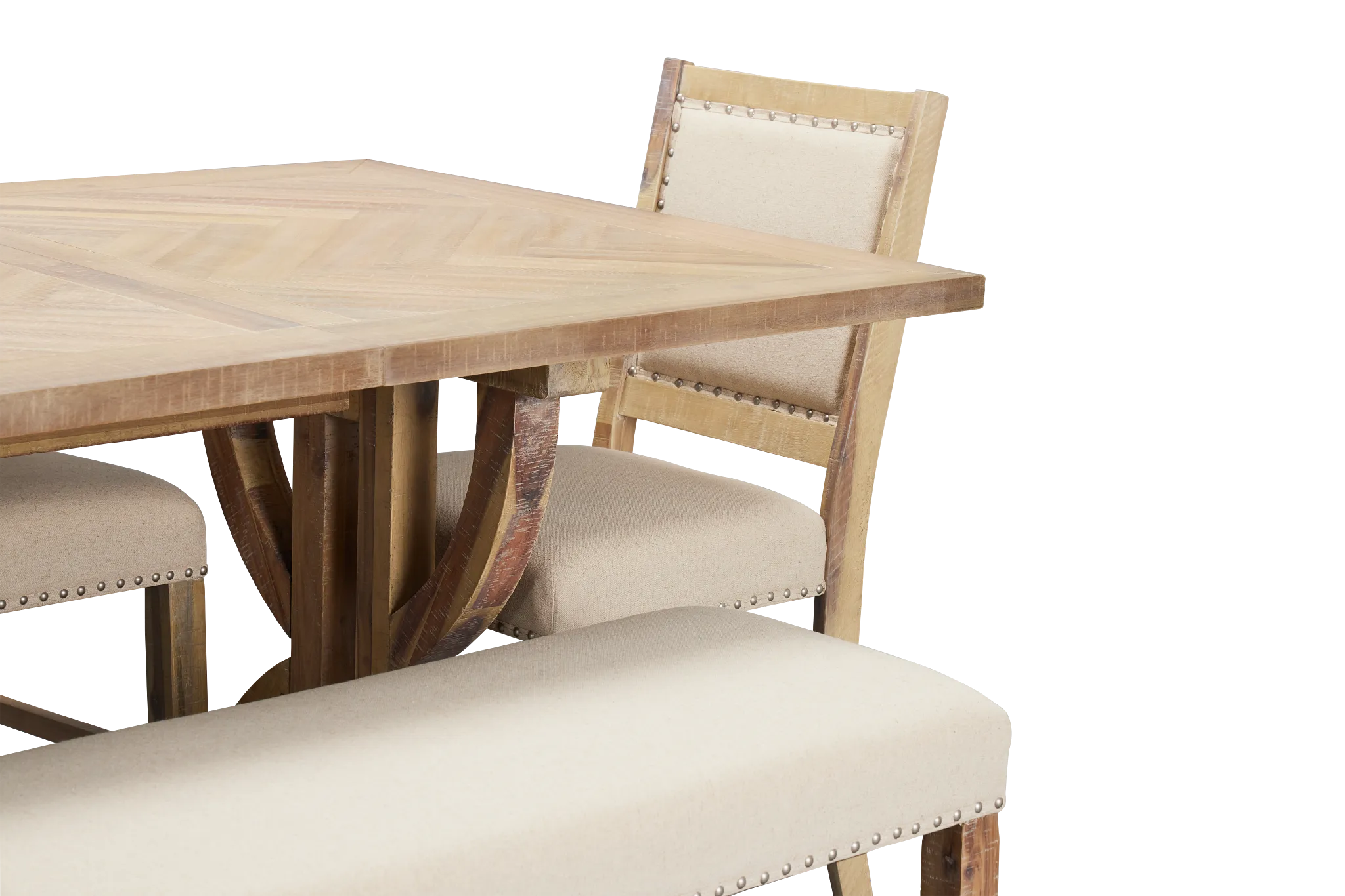 Joplin Light Tone Extension High Table, 4 Barstools & High Bench