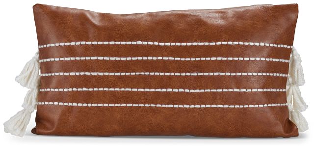 Georgi Brown Leather Lumbar Accent Pillow
