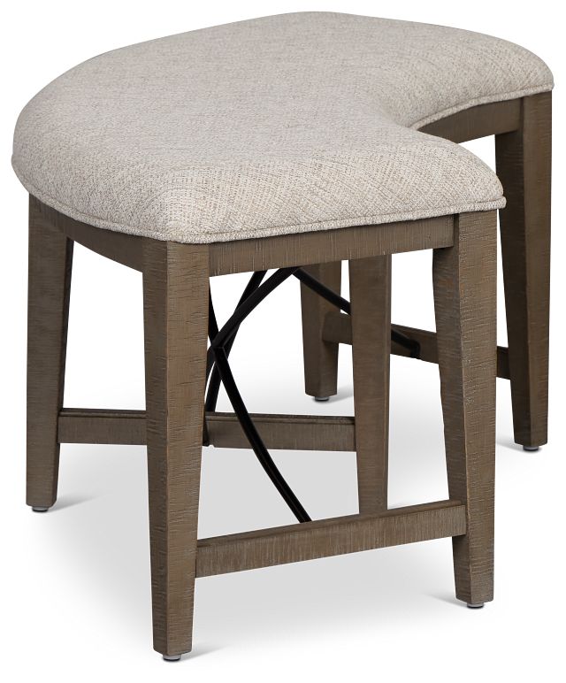 Heron Cove Light Tone Curved Upholstered Dining Bench