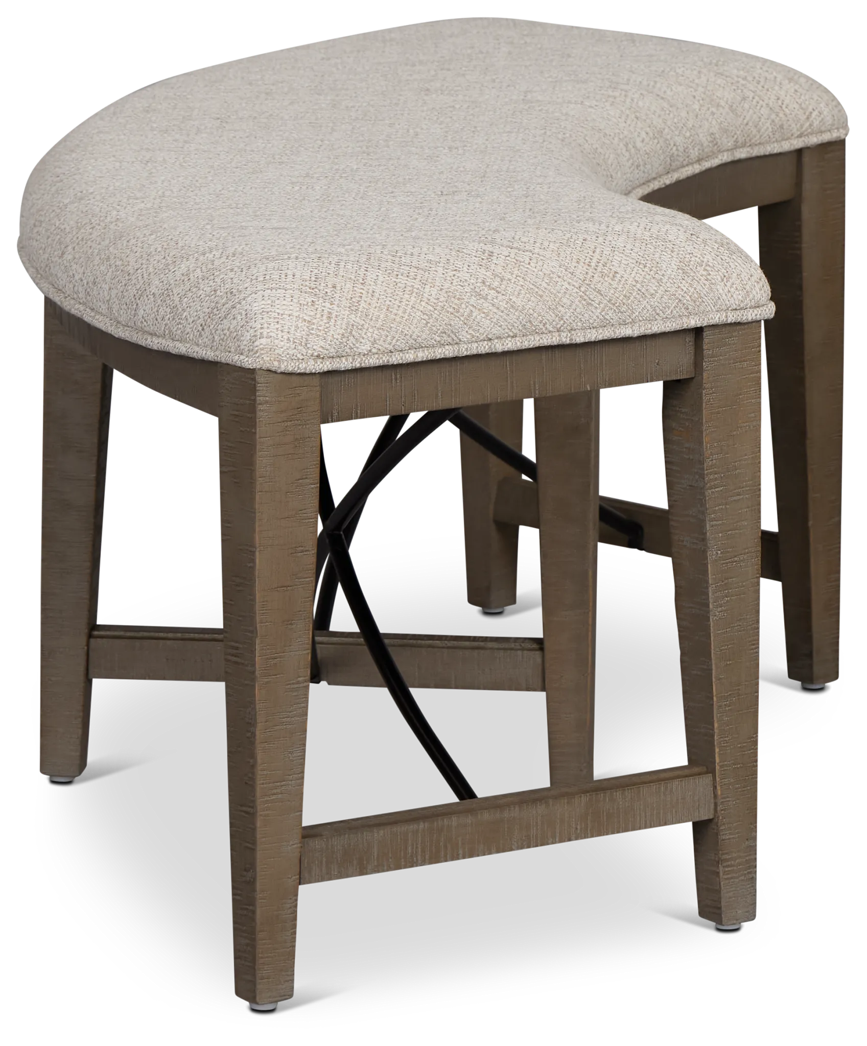 Heron Cove Light Tone Curved Upholstered Dining Bench