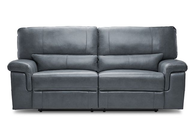 Weston Light Gray Lthr Vinyl Power Reclining Sofa