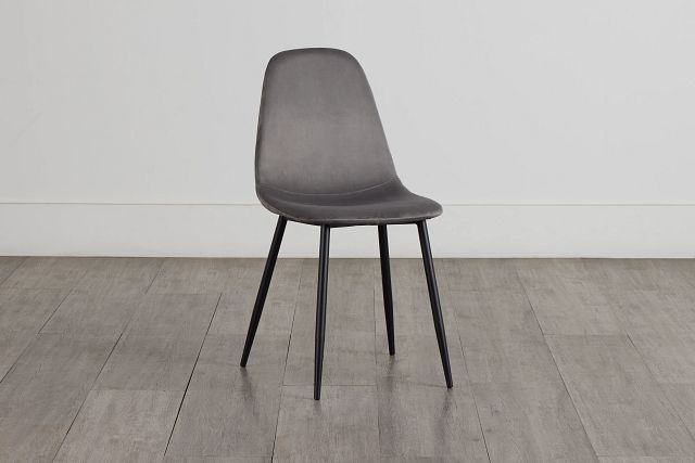 Havana Light Gray Velvet Upholstered Side Chair W/ Black Legs