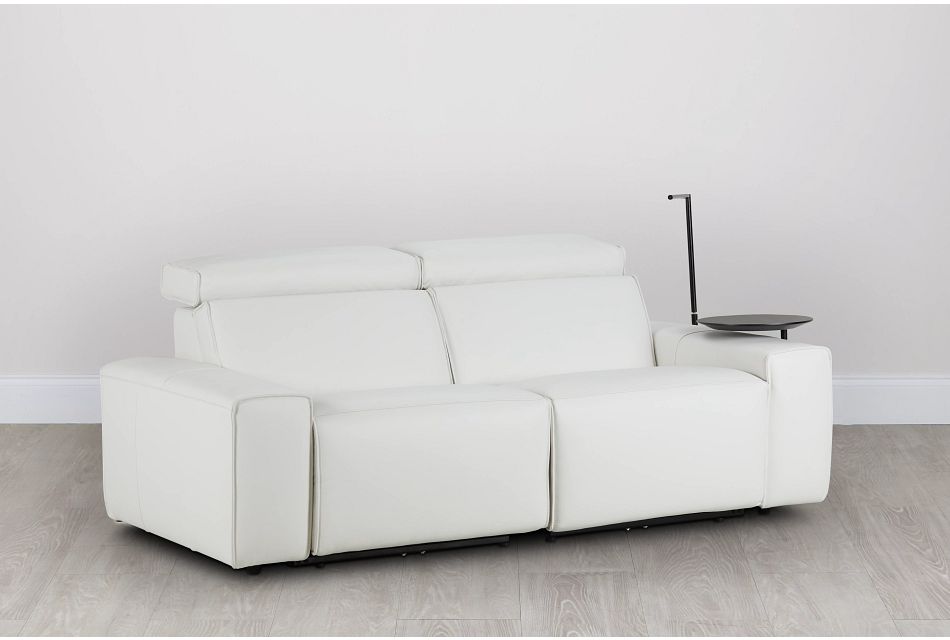 Carmelo White Leather Power Reclining, White Leather Power Reclining Sofa