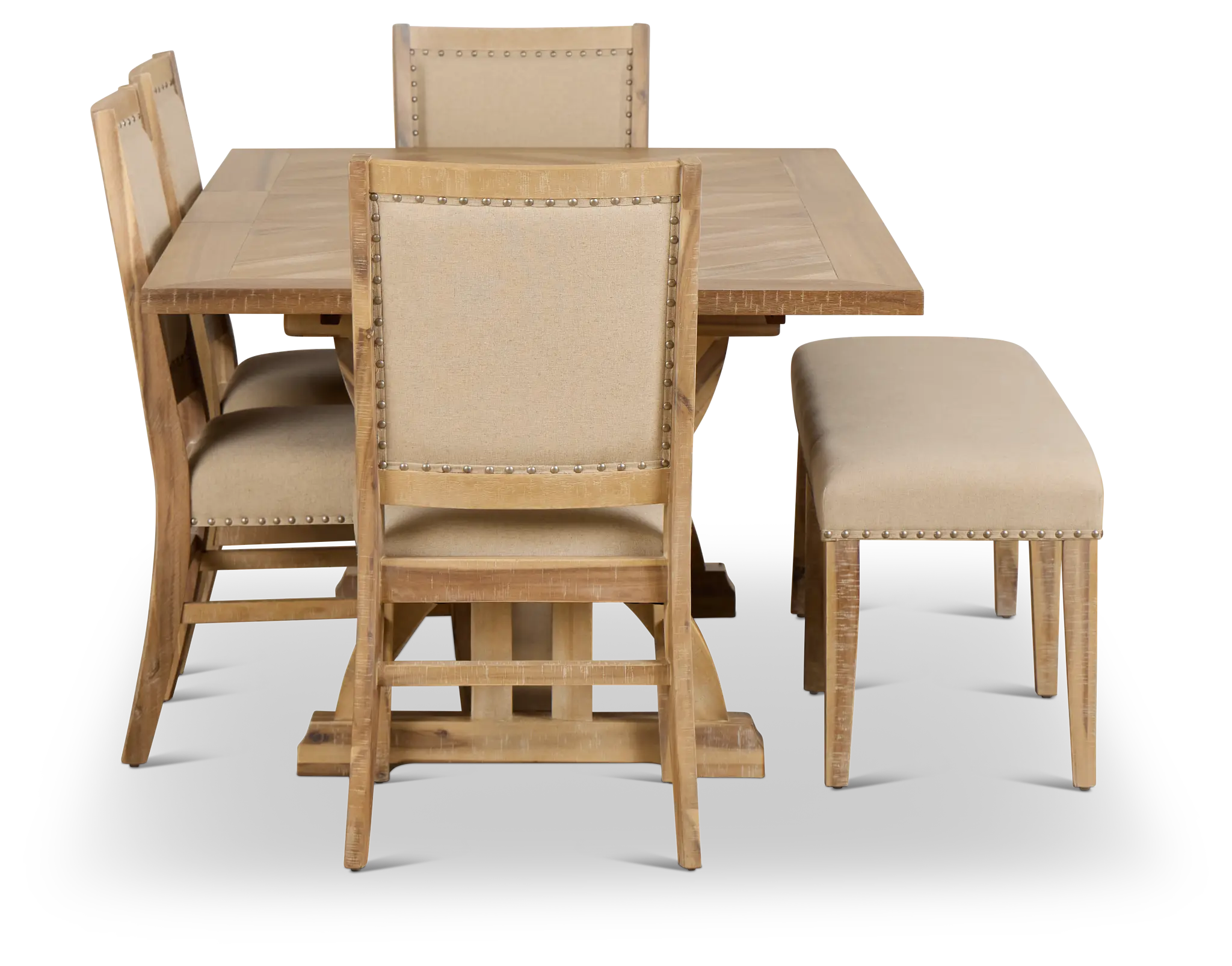 Joplin Light Tone Extension Rectangular Table With 4 Side Chairs & Bench Joplin Light Tone Extension Rectangular Table With 4 Side Chairs & Bench