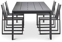 Linear Dark Gray 110" Aluminum Table & 4 Sling Side Chairs