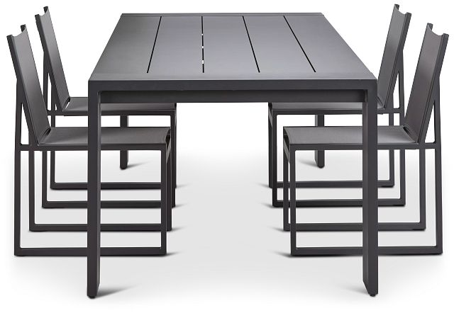 Linear Dark Gray 110" Aluminum Table & 4 Sling Side Chairs