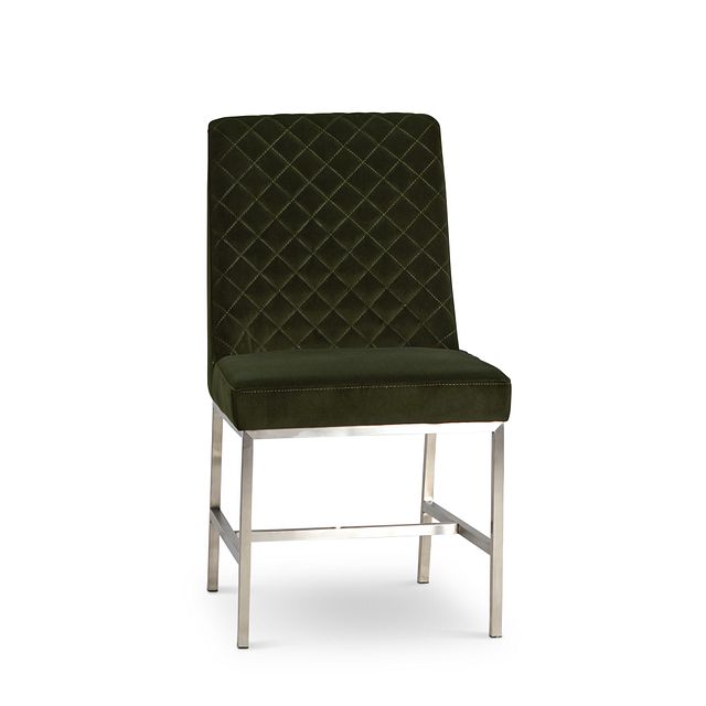 Caspia Dark Green Velvet Upholstered Side Chair