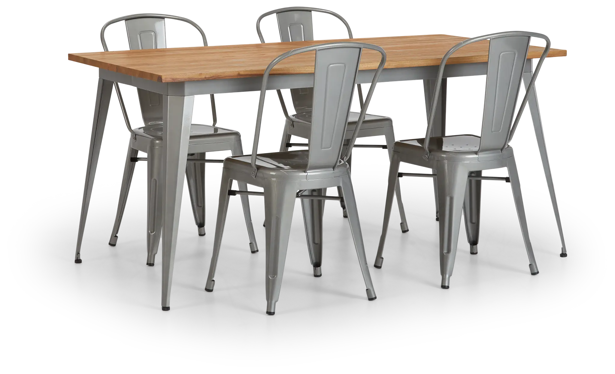 Huntley Light Tone Rect Table & 4 Metal Chairs Huntley Light Tone Rect Table & 4 Metal Chairs
