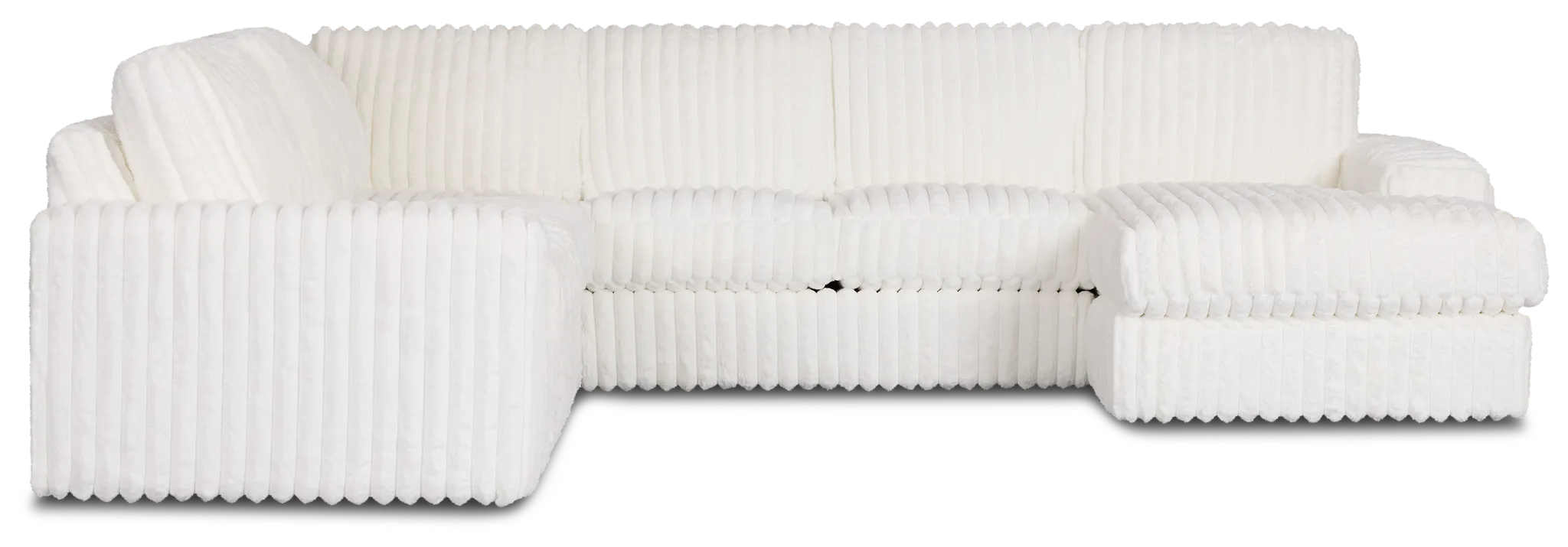 Teddy White Fabric Medium Right Chaise Sectional
