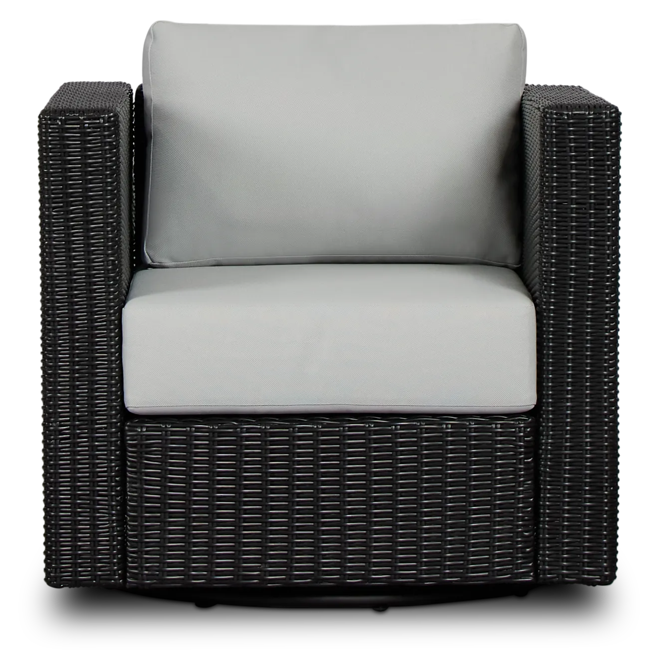 Montecito Black Swivel Chair With Light Blue Cushions