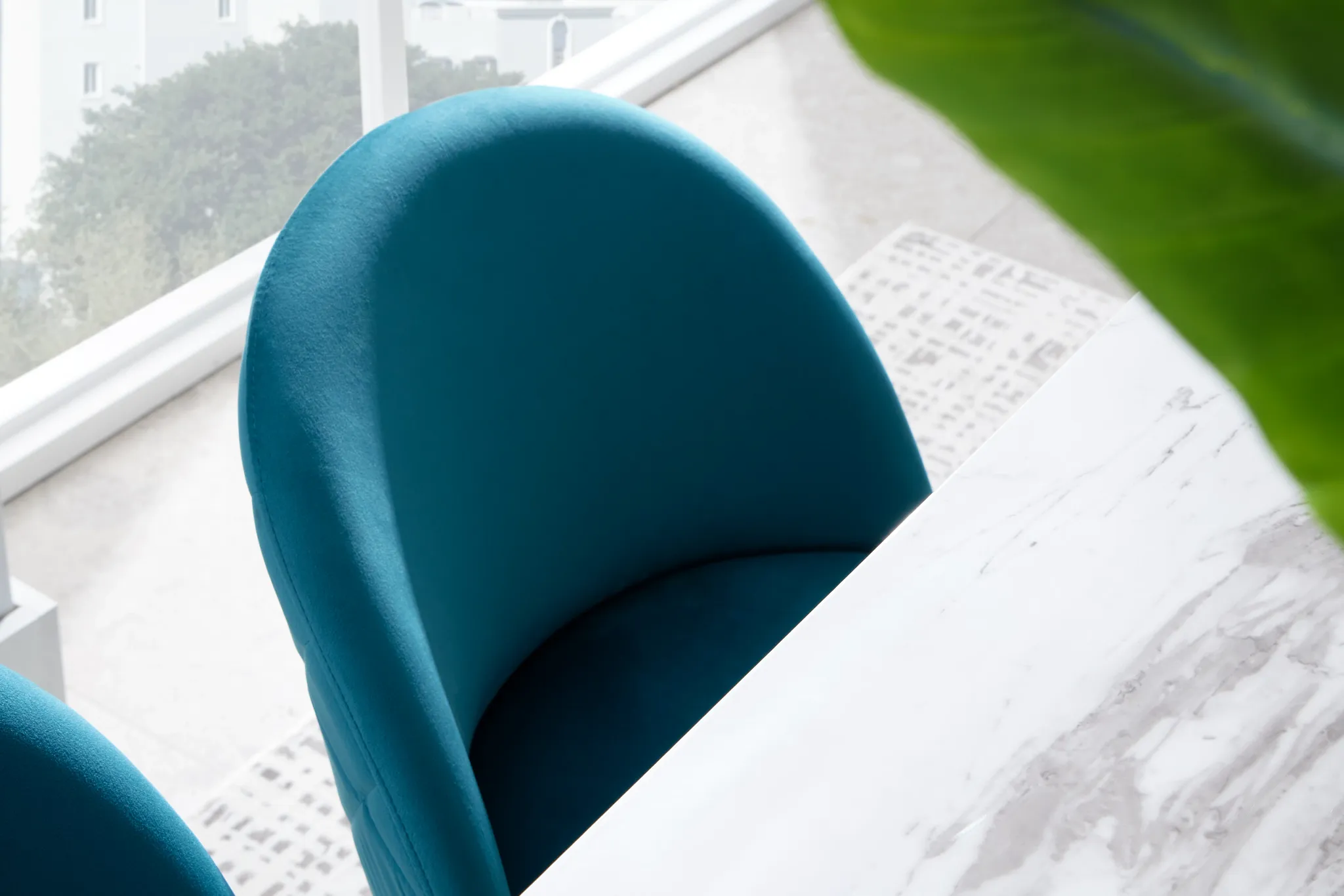 Capri Dark Teal Velvet Upholstered Side Chair W/ Chrome Legs