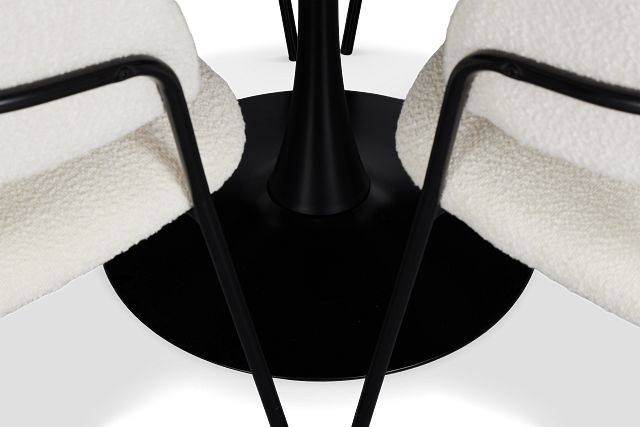 Fremont Black Round Table & 4 Upholstered Chairs