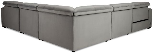 Gemma Light Gray Velvet Small Right Chaise Power Reclining Sectional