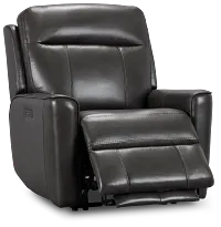 Benji Dark Gray Lthr/vinyl Zero Gravity Power Recliner W/headrest