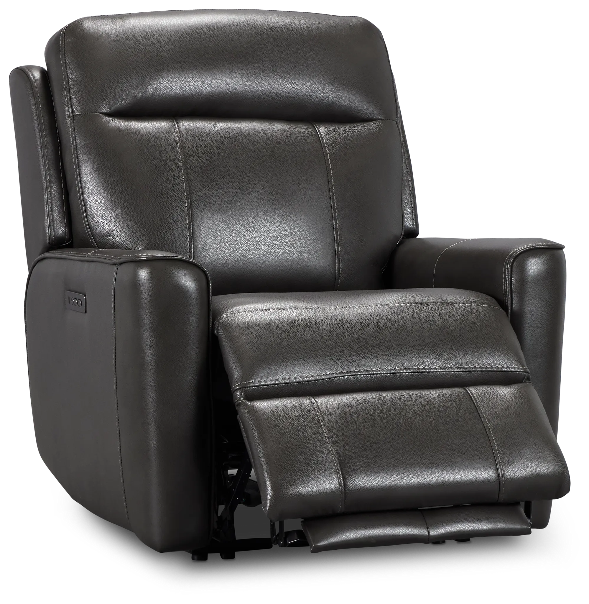 Benji Dark Gray Lthr/vinyl Zero Gravity Power Recliner W/headrest