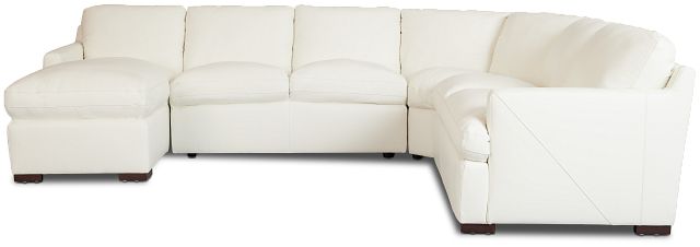 Amari White Leather Medium Left Chaise Sectional
