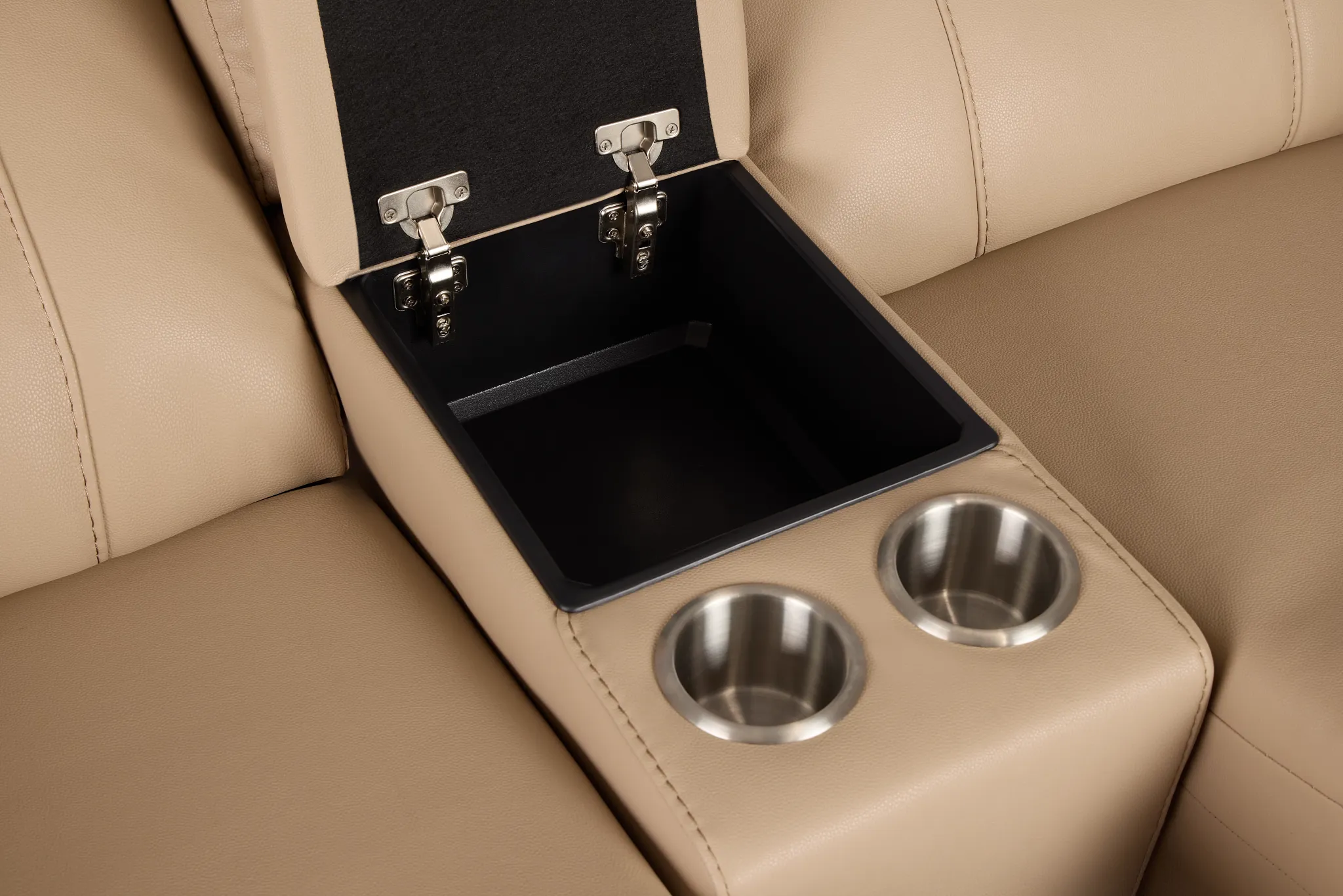 Rhett Taupe Micro Power Reclining Console Loveseat