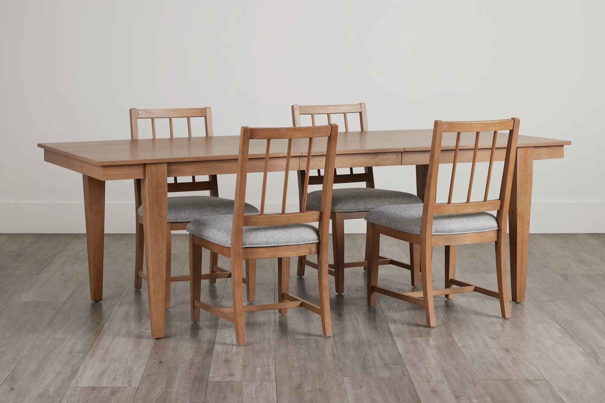 Provo Mid Tone Rect Table & 4 Gray Upholstered Chairs Provo Mid Tone Rect Table & 4 Gray Upholstered Chairs