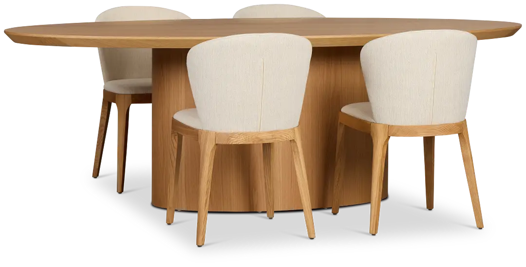 Nomad Light Tone 94" Oval Table & 4 Light Beige Chairs W/light Tone Leg Nomad Light Tone 94" Oval Table & 4 Light Beige Chairs W/light Tone Leg