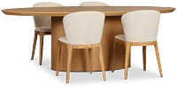 Nomad Light Tone 94" Oval Table & 4 Light Beige Chairs W/light Tone Leg