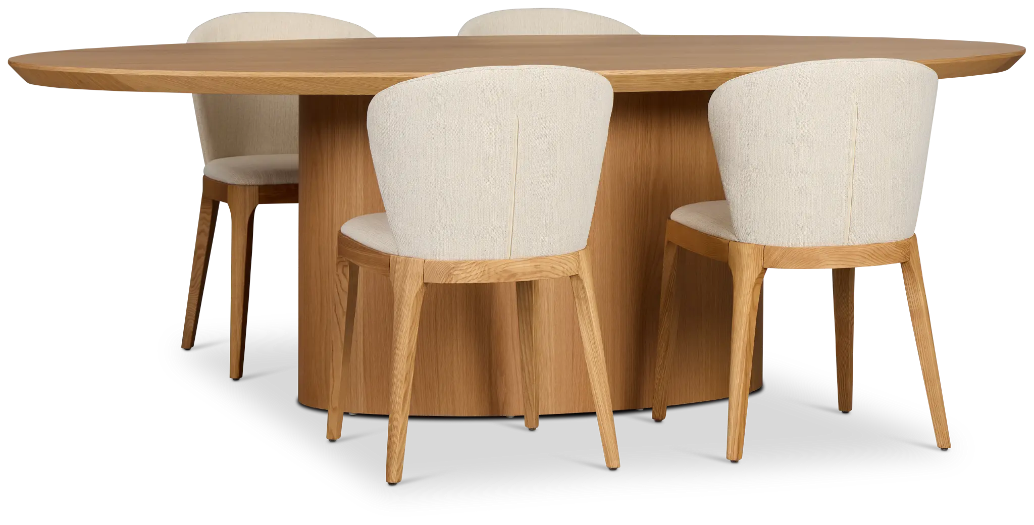 Nomad Light Tone 94" Oval Table & 4 Light Beige Chairs W/light Tone Leg Nomad Light Tone 94" Oval Table & 4 Light Beige Chairs W/light Tone Leg