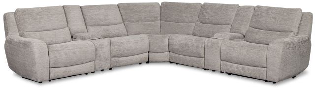 Bennett Gray Fabric Large Triple Power Reclining Two-arm Sectional