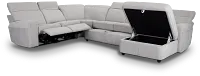 Callum Light Gray Storage Small Right Dual Power Chaise Sleeper Sectional