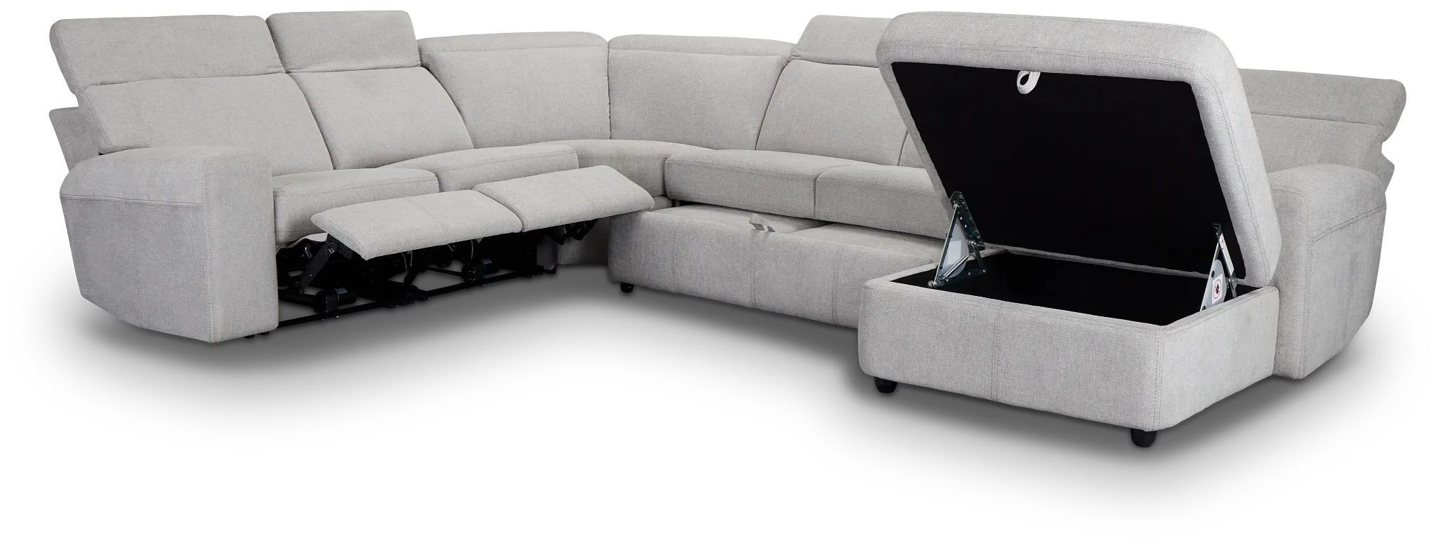 Callum Light Gray Storage Small Right Dual Power Chaise Sleeper Sectional