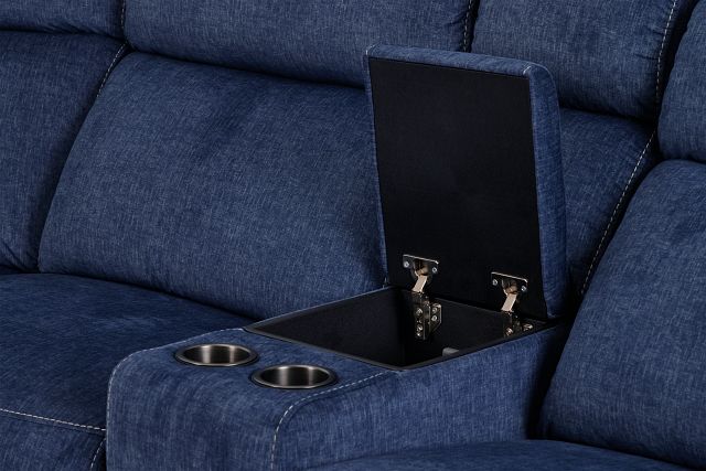 Beckett Dark Blue Micro Large Dual Manually Reclining Two-arm Sectional