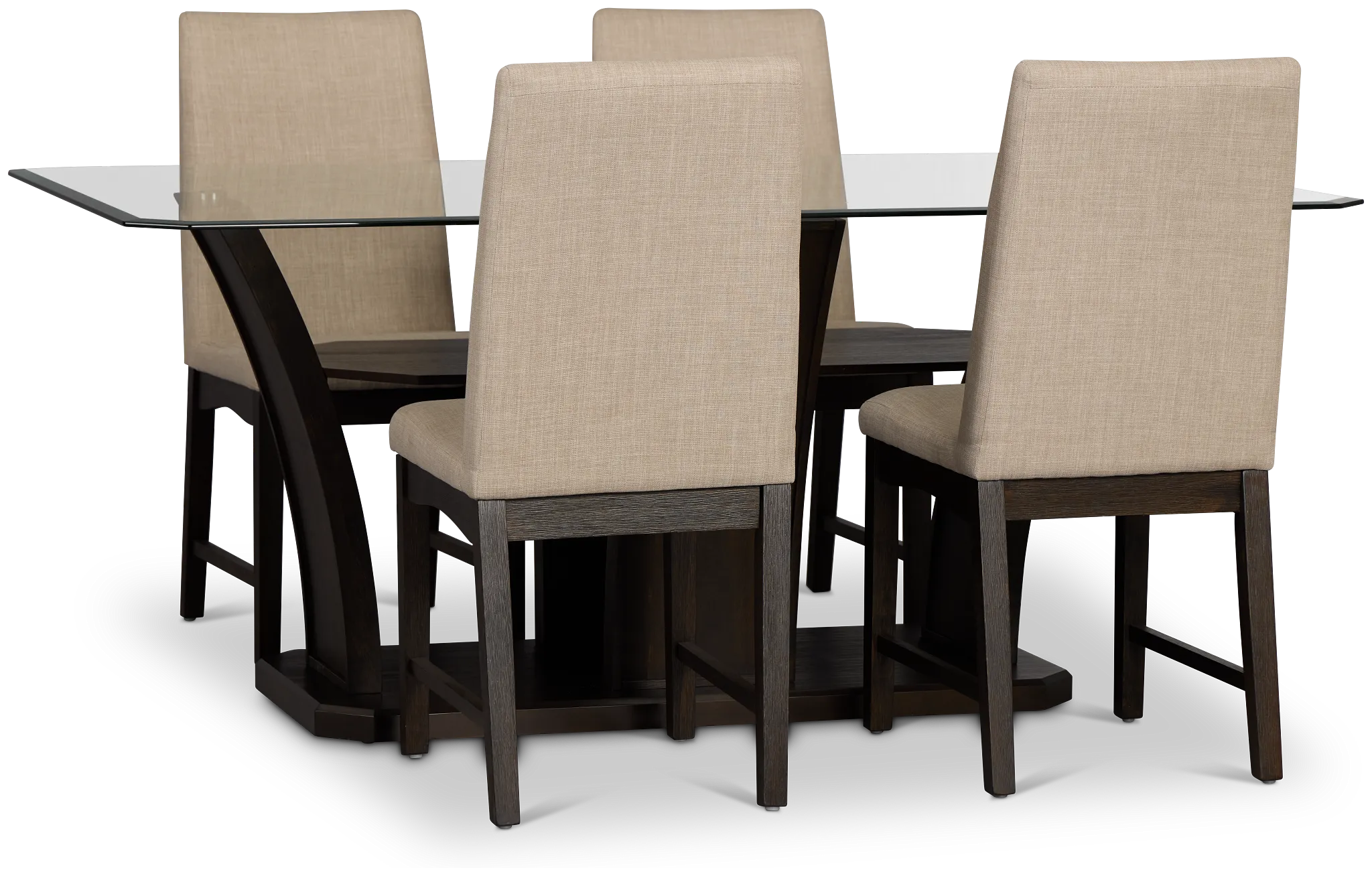 Roswell Glass Table & 4 Upholstered Chairs