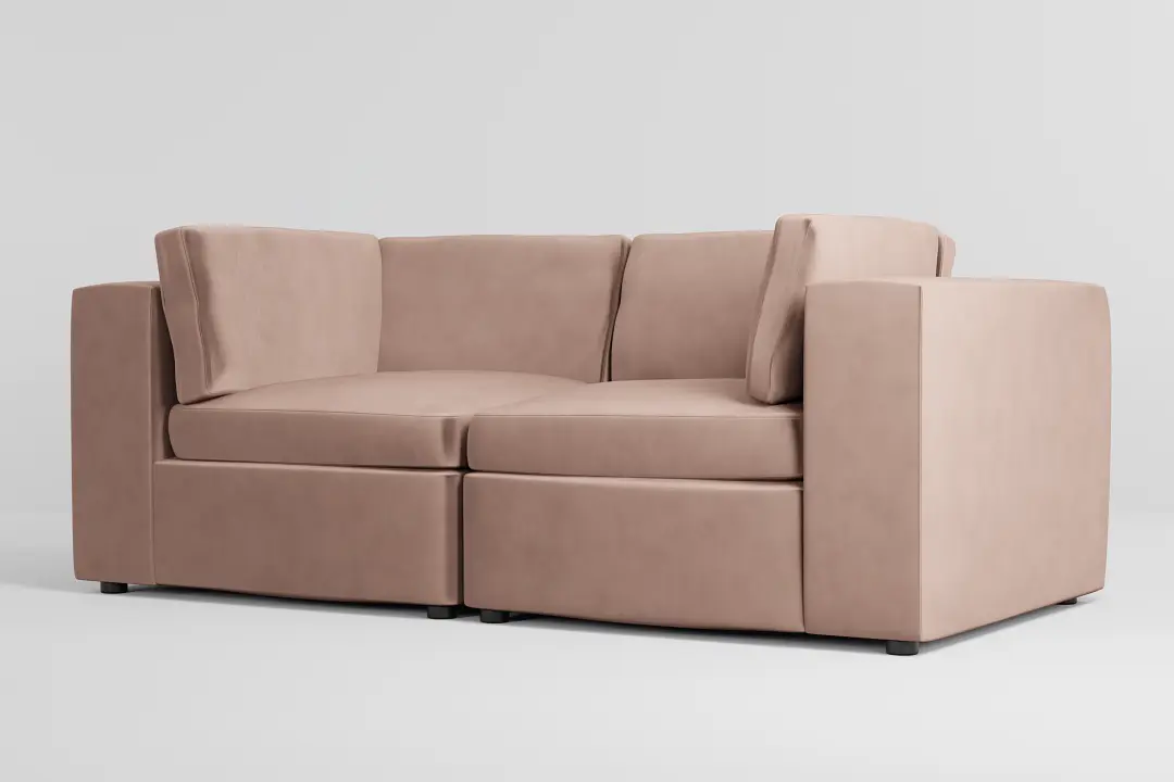 Destin Joya Light Pink Velvet 2-piece Modular Sofa Destin Joya Light Pink Velvet 2-piece Modular Sofa