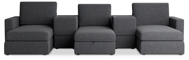 Citymod Dark Gray Fabric 6-piece Home Theater With Storage Consoles