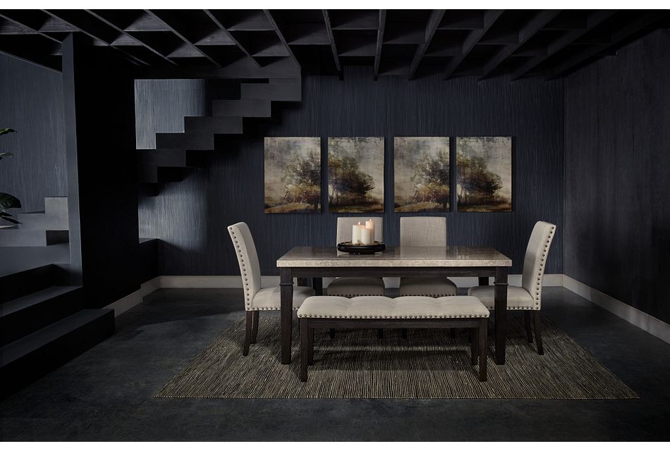 Portia Dark Tone Marble Table 4 Chairs Bench Dining Room Sets City Furniture - Dark Coffee Table Portia Portia Dark Tone Marble Table 4 Chairs Bench Dining Room Sets City Furniture - Dark Coffee Table Portia