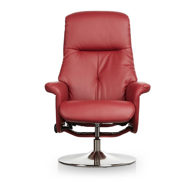 Evans Red Micro Recliner & Ottoman (6)