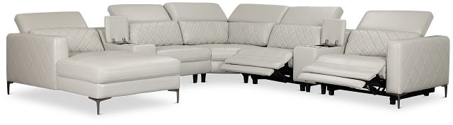 Ava Light Gray Micro Large Dual Power Left Chaise Sectional